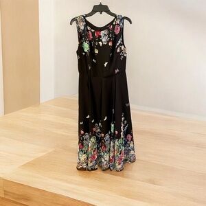 Floryday Chiffon Butterfly Dress, Size M, Black & Multicolor Border, Mid…